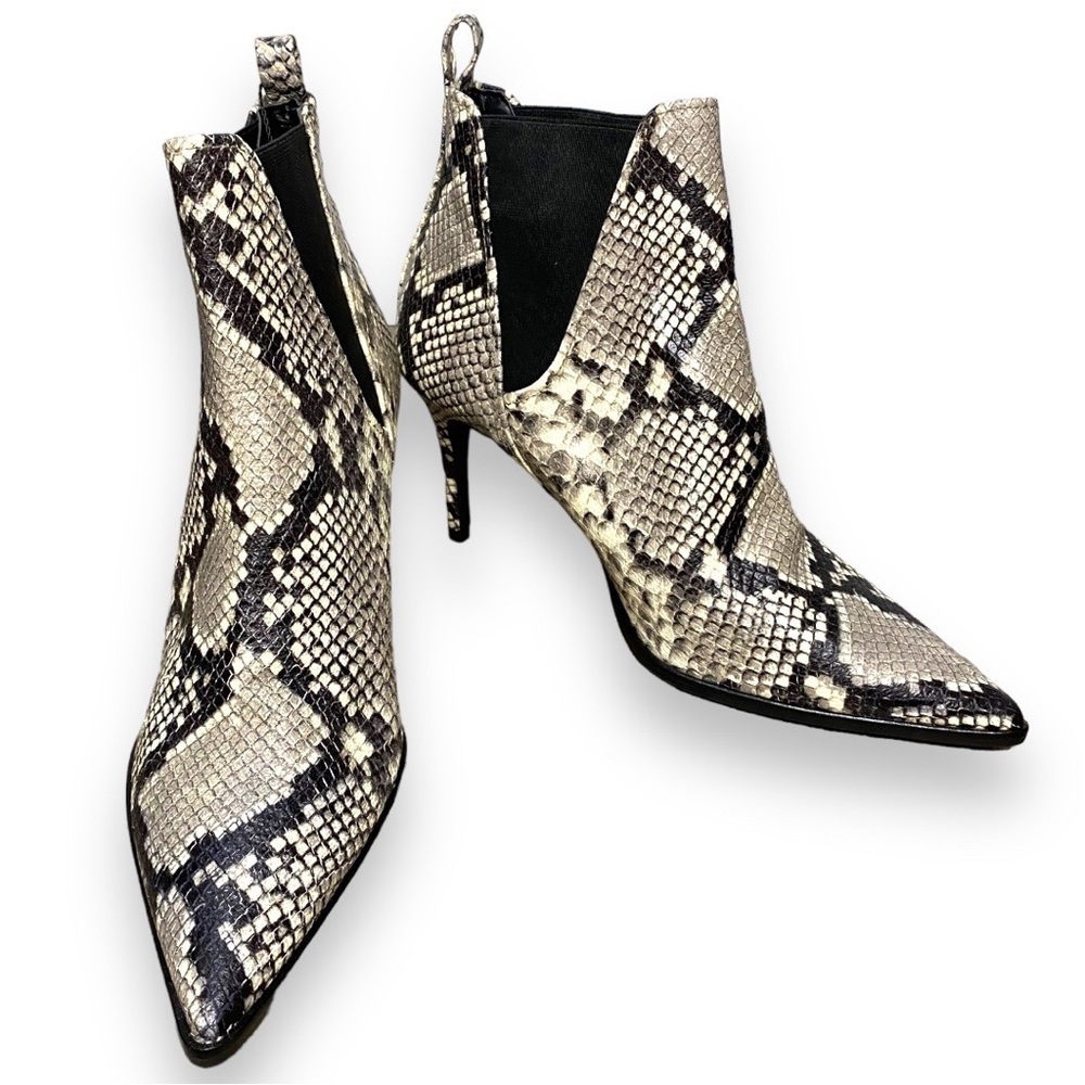 Zara Womens Leather Snakeskin Heeled Ankle Booties - Size 11 EU 42